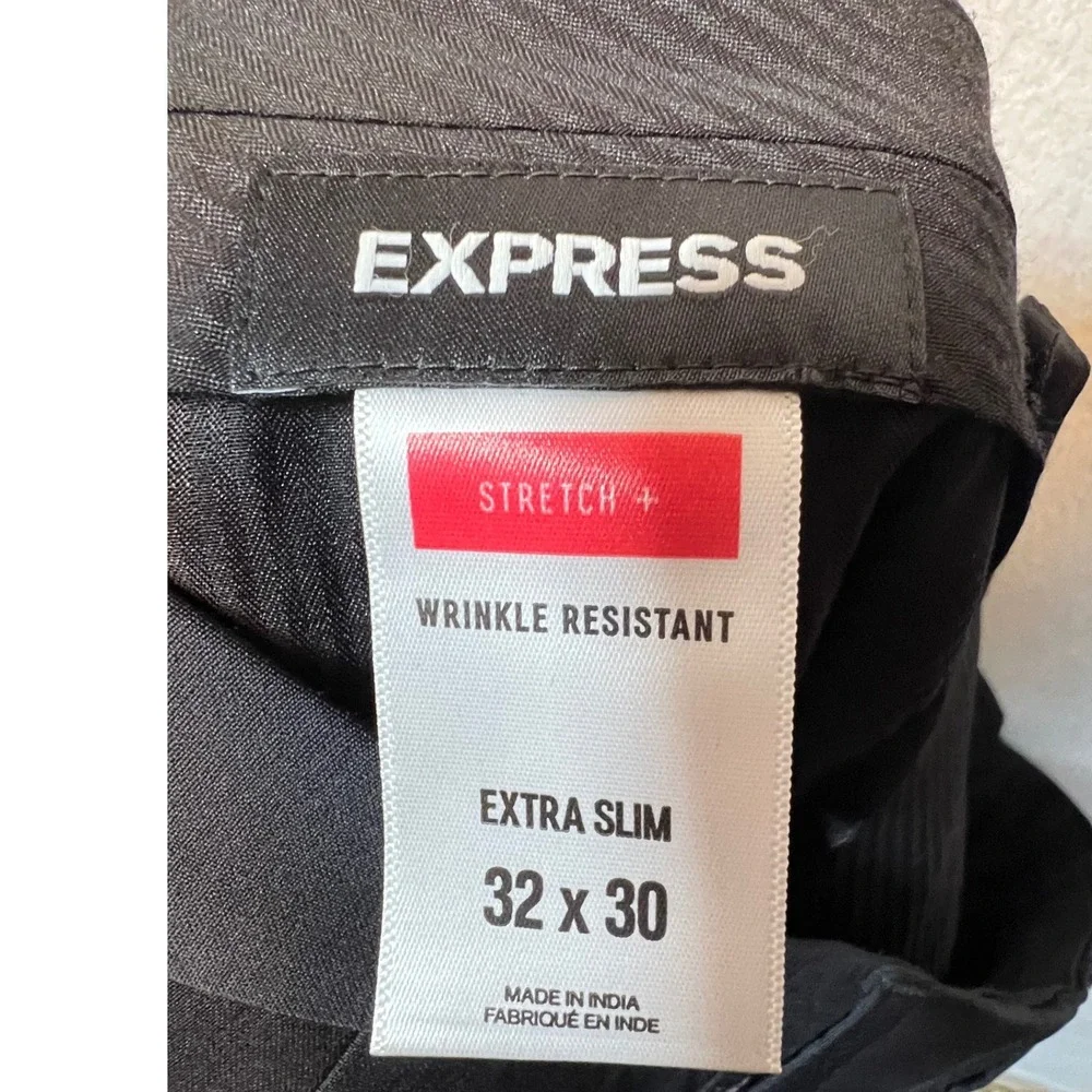 Express Extra Slim Stretch‎ Wrinkle Resistant Dress Pants 32x30 Black Wool Blend